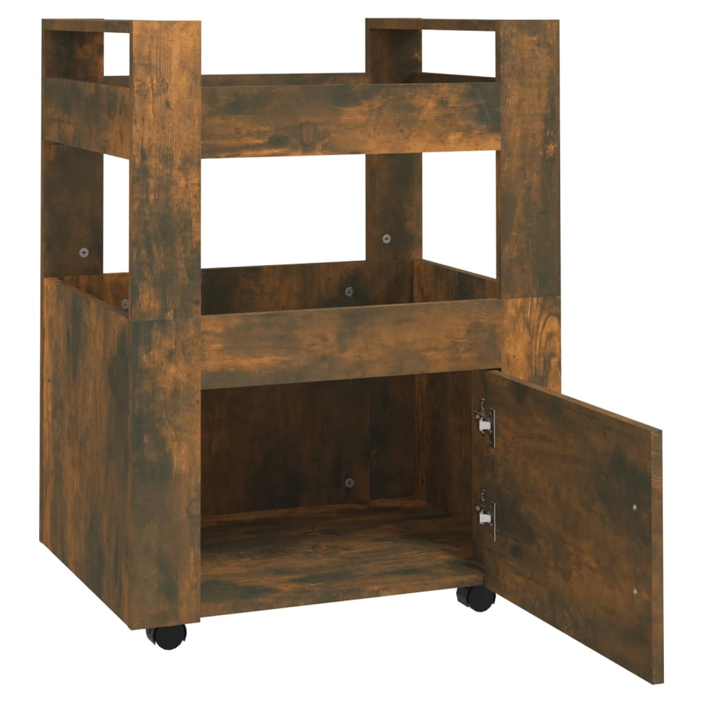 Kitchen trolley smoked oak 60x45x80 cm wood material
