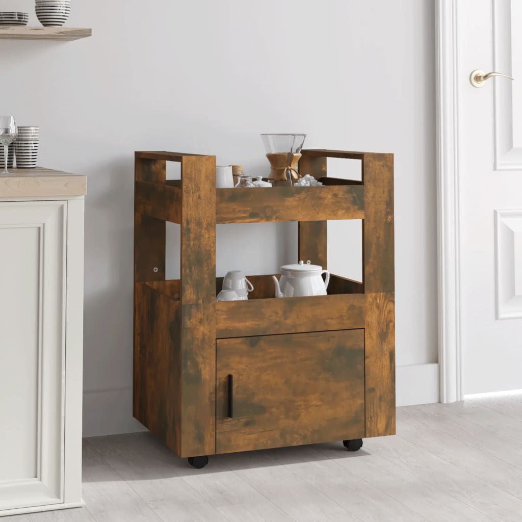 Kitchen trolley smoked oak 60x45x80 cm wood material