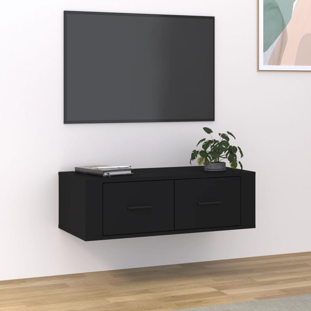 TV-Wandschrank Schwarz 80x36x25 cm Holzwerkstoff