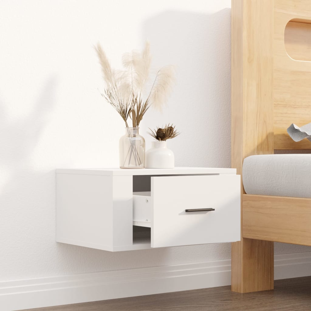 Wall Bedside Table White 50x36x25 cm