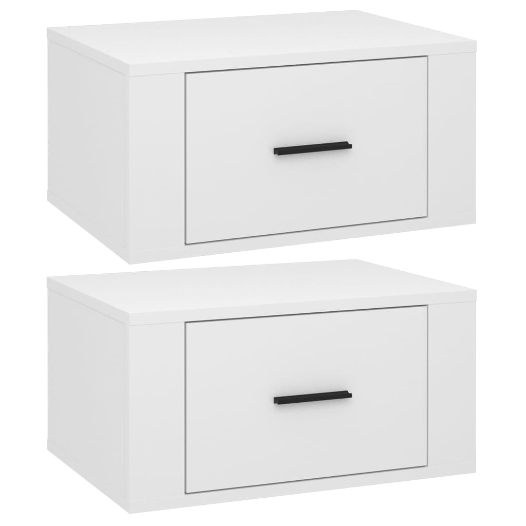 Wall-mounted bedside tables 2 pcs. High-gloss white 50x36x25 cm