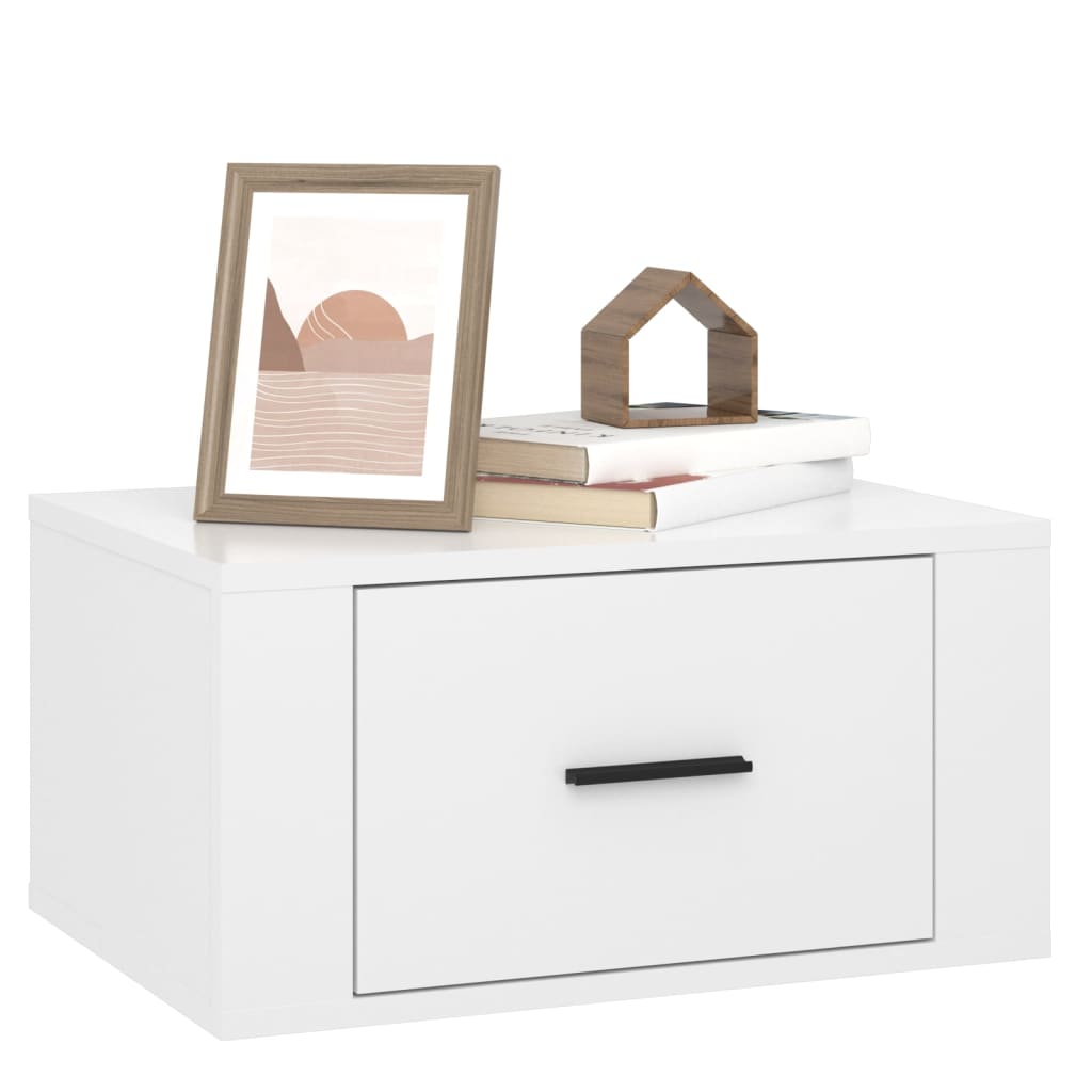 Wall-mounted bedside tables 2 pcs. High-gloss white 50x36x25 cm