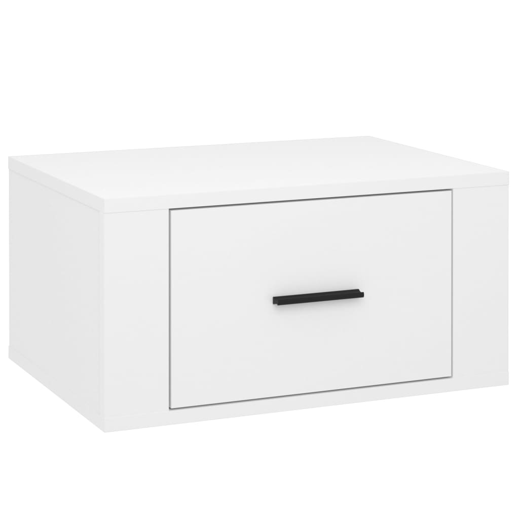 Wall-mounted bedside tables 2 pcs. High-gloss white 50x36x25 cm
