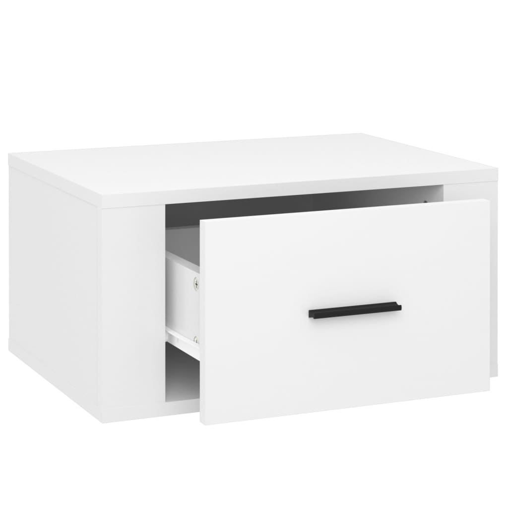 Wall-mounted bedside tables 2 pcs. High-gloss white 50x36x25 cm