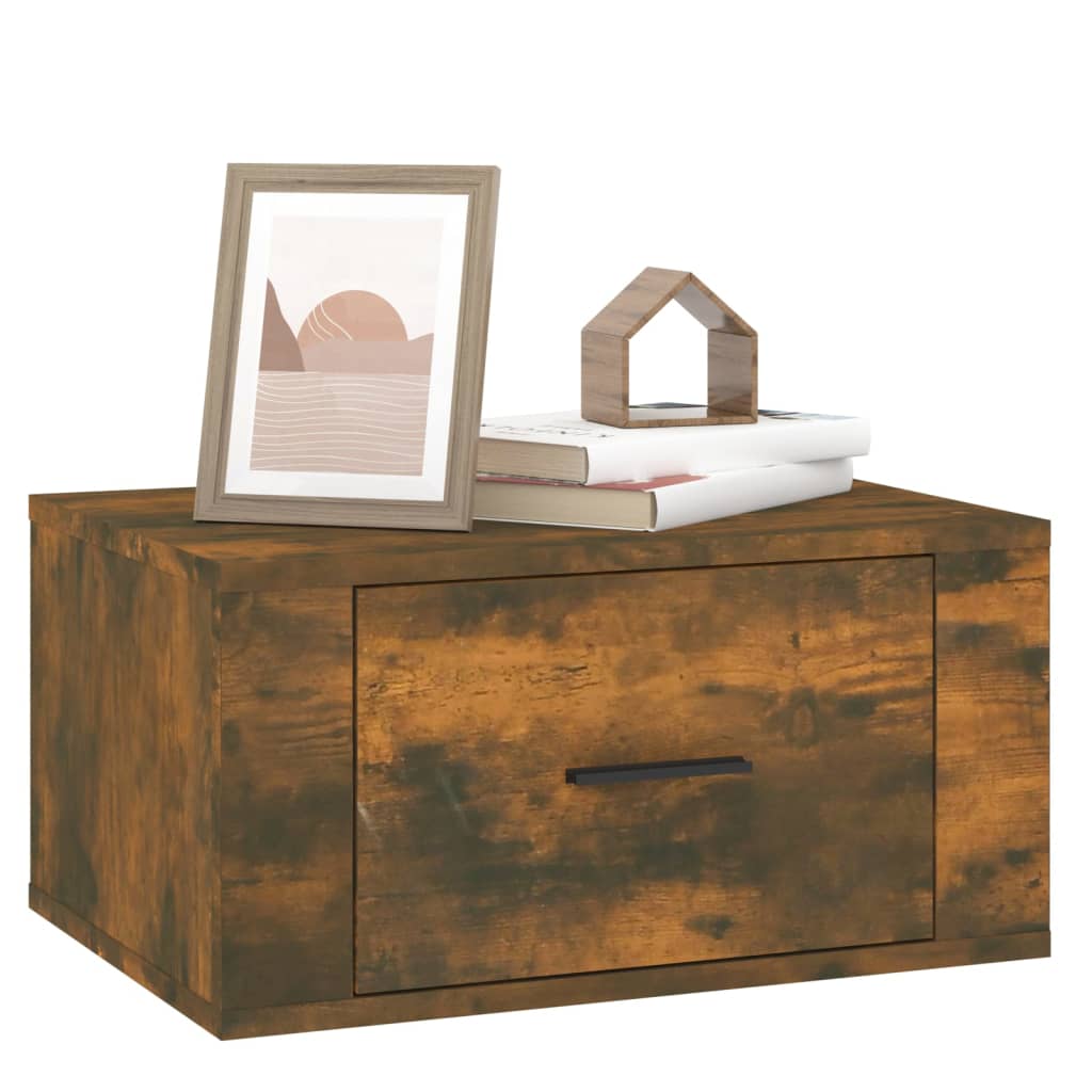 Wall-mounted bedside table smoked oak 50x36x25 cm