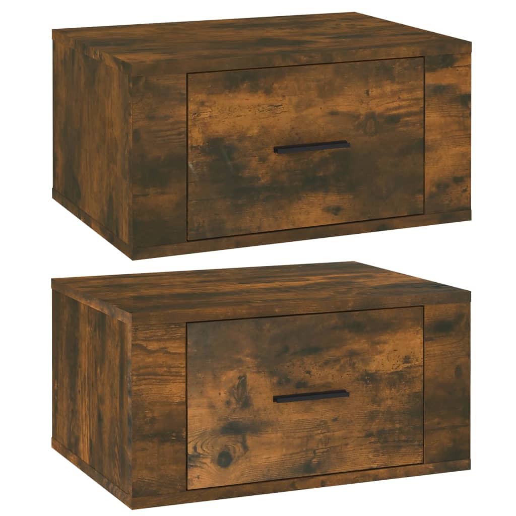 Wall-mounted bedside tables 2 pcs. Smoked oak 50x36x25 cm