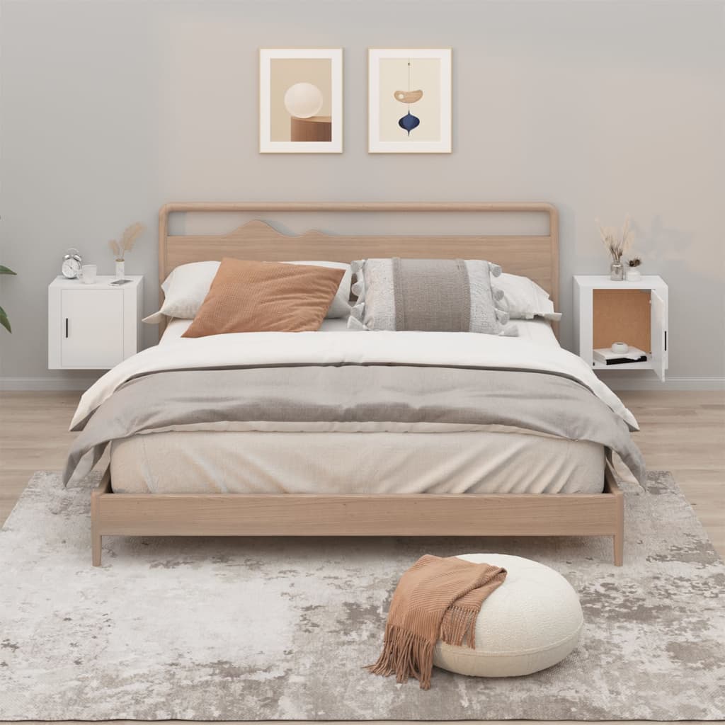 Wall Bedside Tables 2 pcs. White 50x30x47 cm