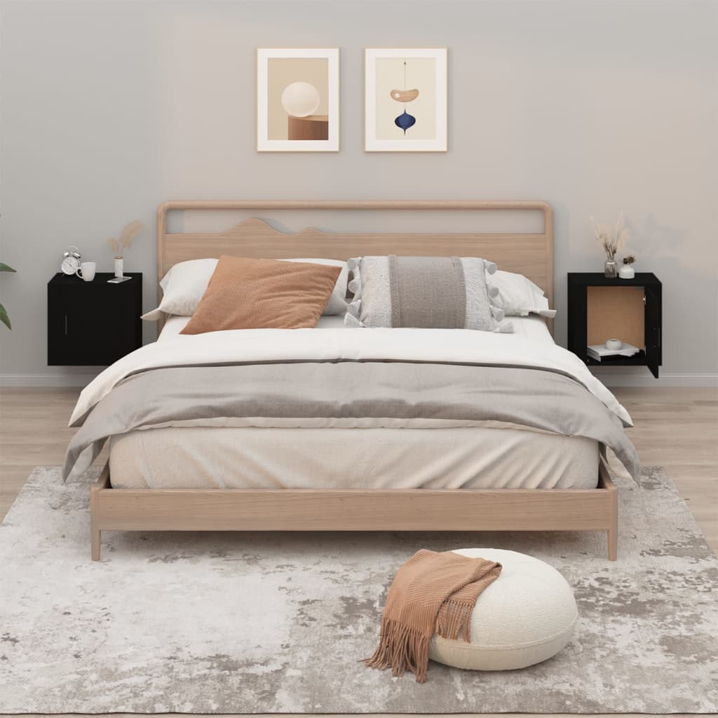 Wall Bedside Tables 2 pcs. Black 50x30x47 cm
