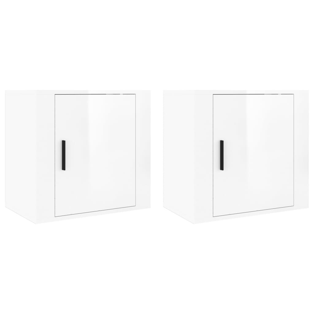 Wall-mounted bedside tables 2 pcs. High-gloss white 50x30x47 cm