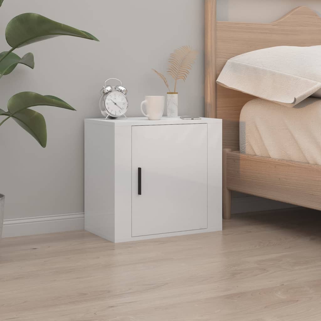 Wall-mounted bedside tables 2 pcs. High-gloss white 50x30x47 cm