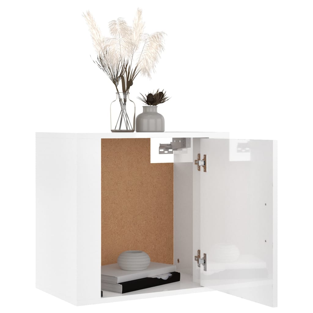 Wall-mounted bedside tables 2 pcs. High-gloss white 50x30x47 cm