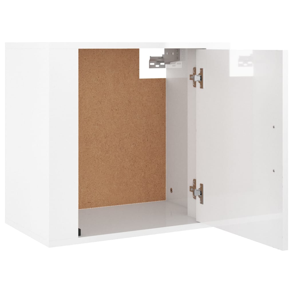 Wall-mounted bedside tables 2 pcs. High-gloss white 50x30x47 cm