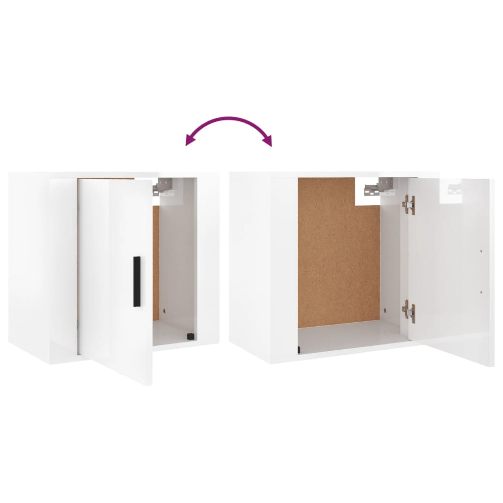 Wall-mounted bedside tables 2 pcs. High-gloss white 50x30x47 cm