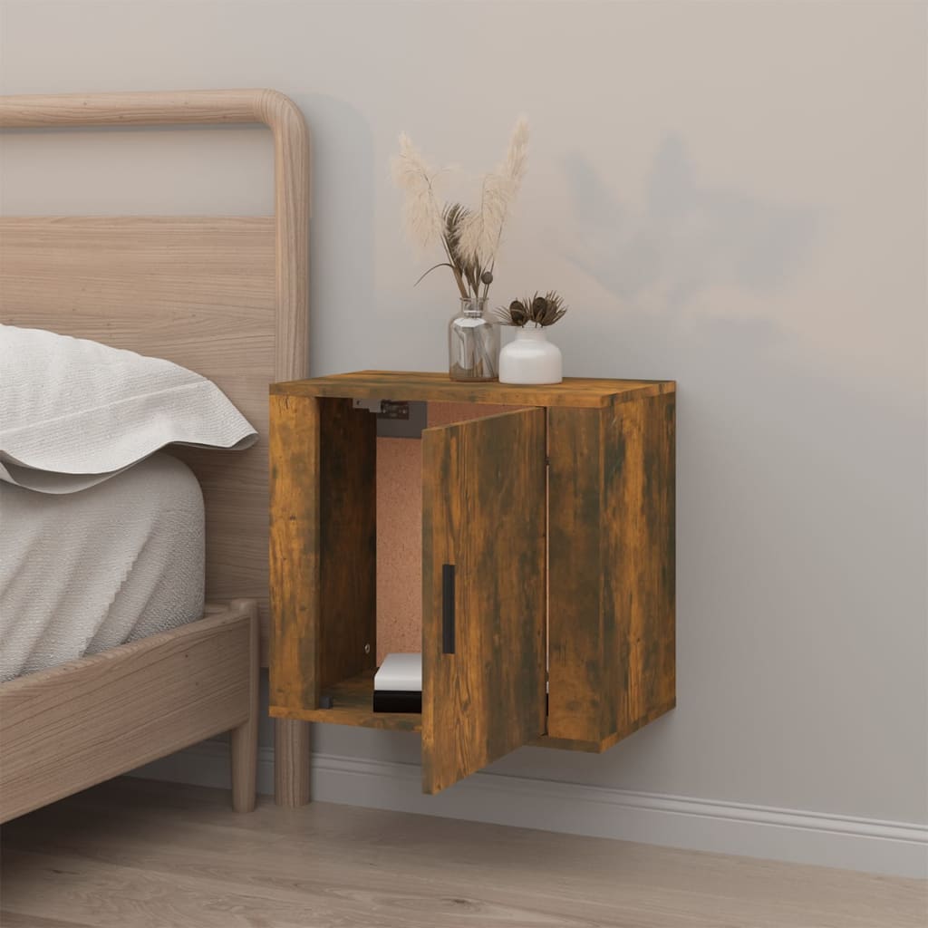 Wall-mounted bedside table smoked oak 50x30x47 cm