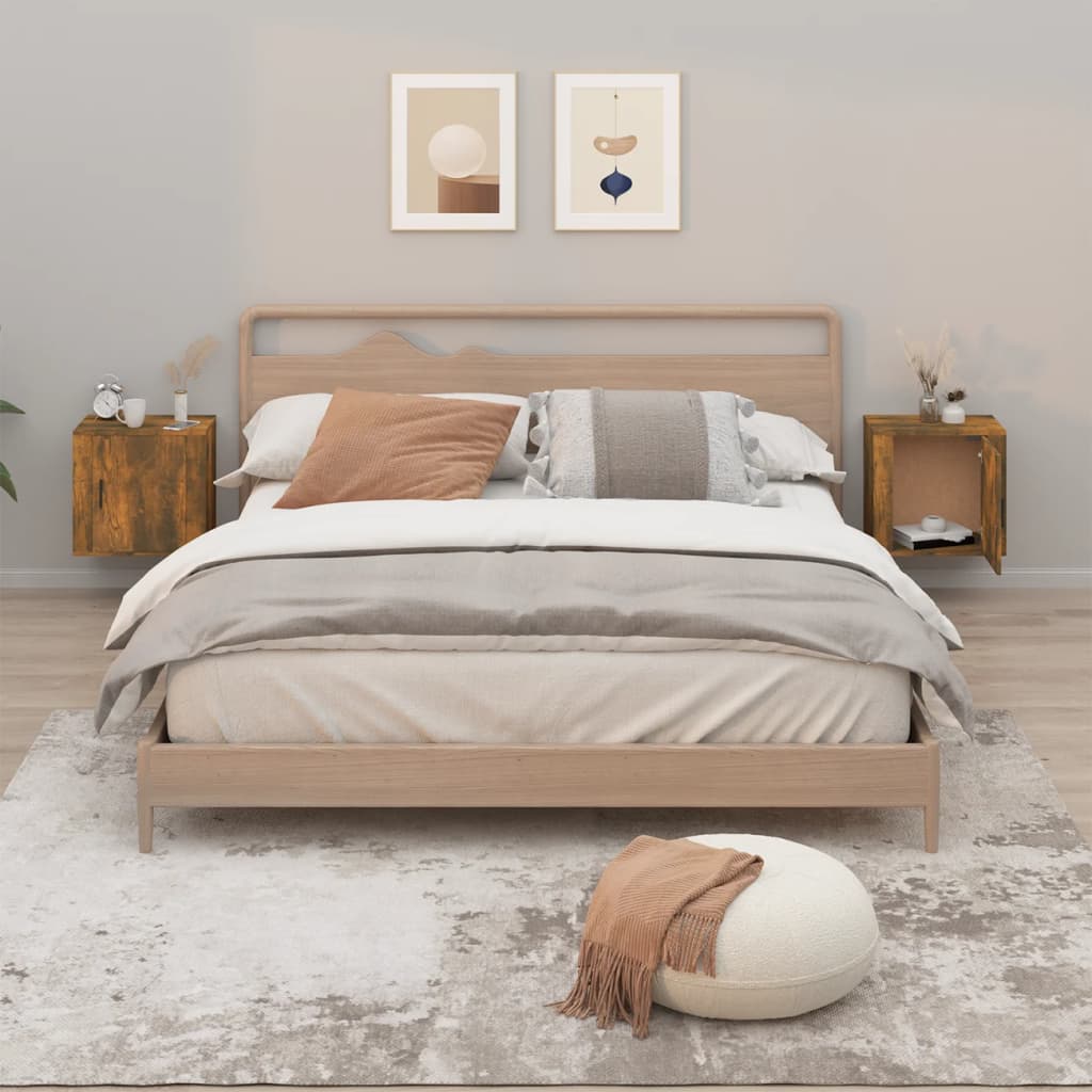 Wall-mounted bedside tables 2 pcs. Smoked oak 50x30x47 cm