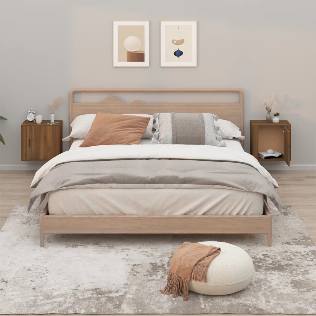 Wall Bedside Tables 2 pcs. Brown Oak Look 50x30x47 cm
