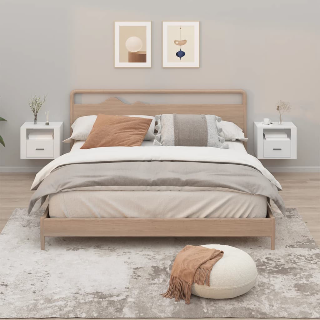 Wall Bedside Tables 2 pcs. White 50x36x40 cm