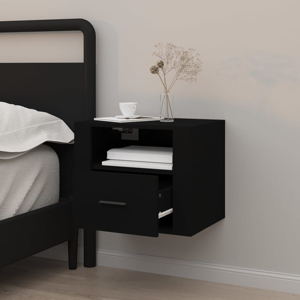 Wall Bedside Table Black 50x36x40 cm