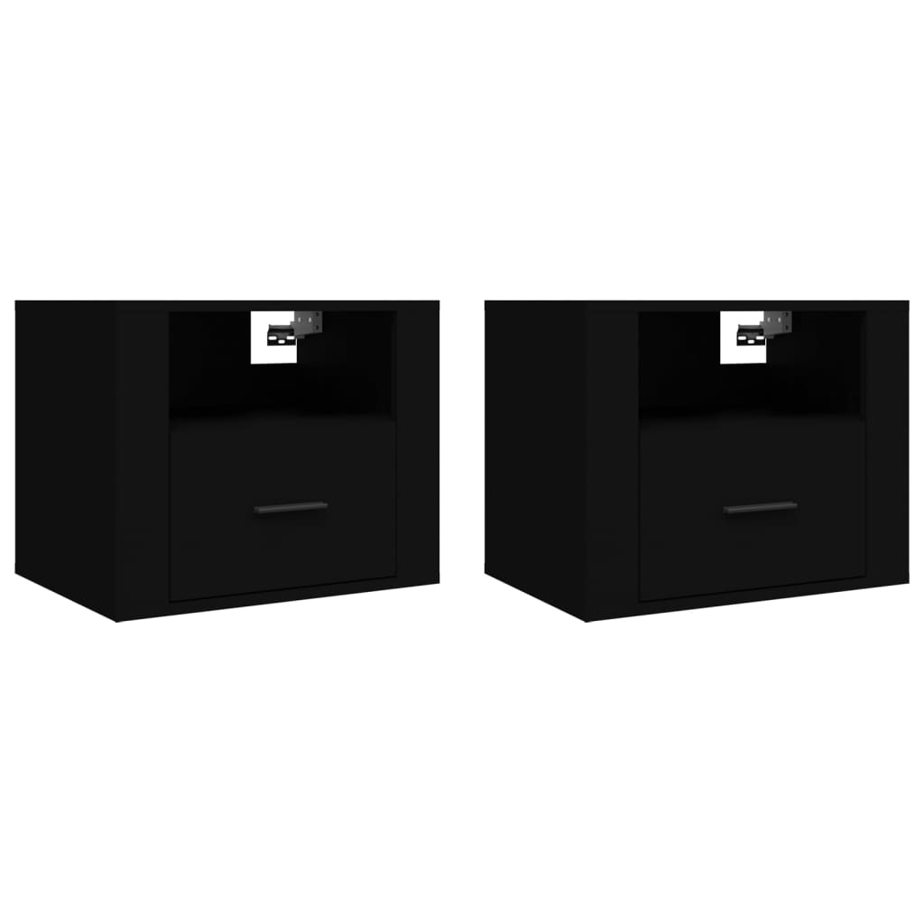 Wall Bedside Tables 2 pcs. Black 50x36x40 cm