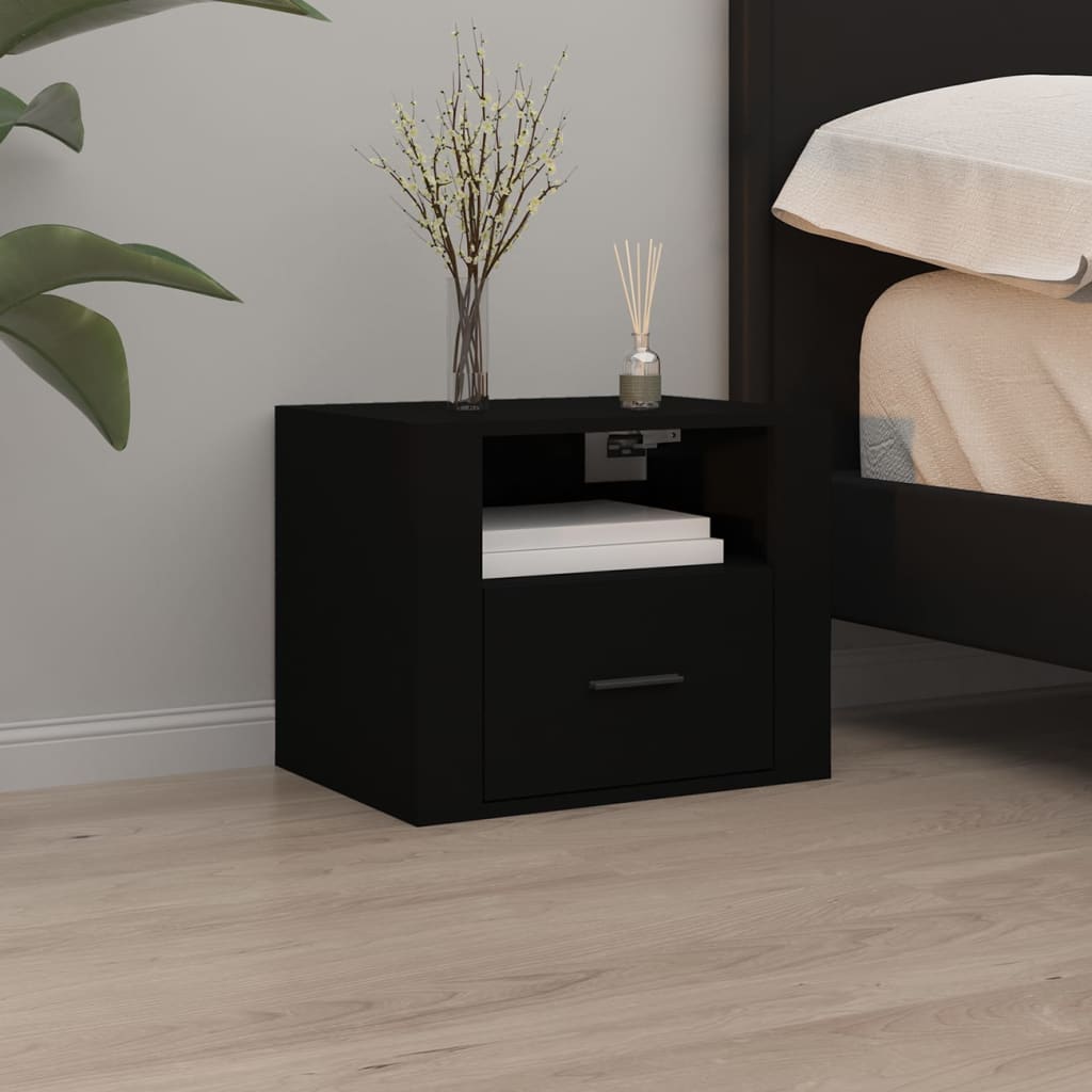 Wall Bedside Tables 2 pcs. Black 50x36x40 cm