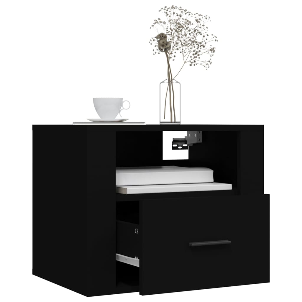 Wall Bedside Tables 2 pcs. Black 50x36x40 cm
