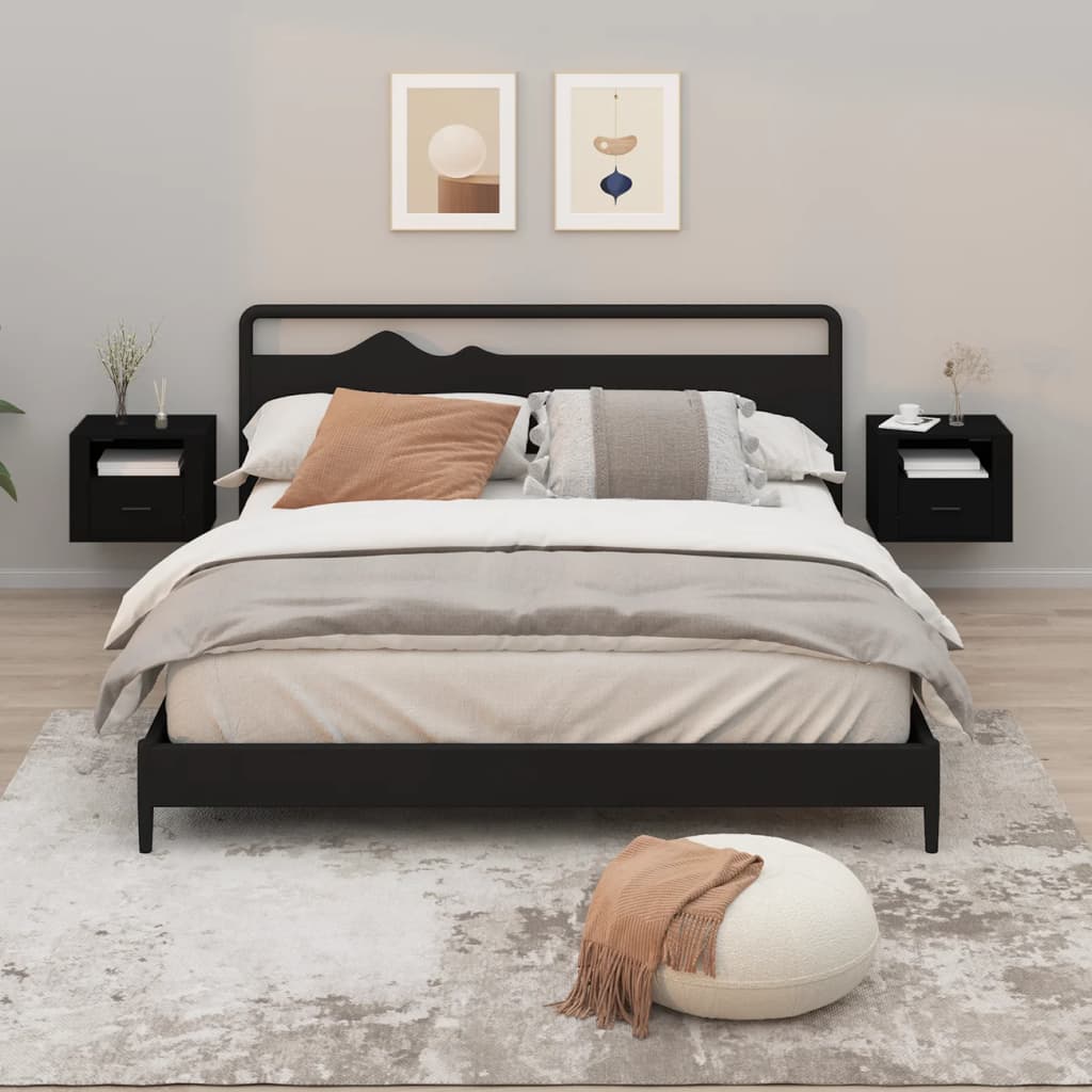 Wall Bedside Tables 2 pcs. Black 50x36x40 cm