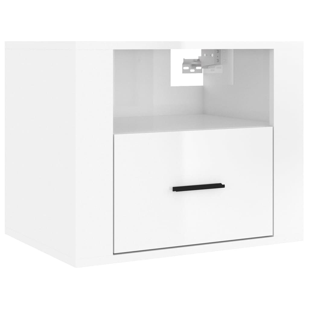 Wall-mounted bedside tables 2 pcs. High-gloss white 50x36x40 cm
