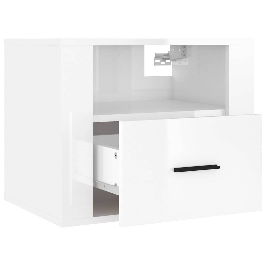 Wall-mounted bedside tables 2 pcs. High-gloss white 50x36x40 cm