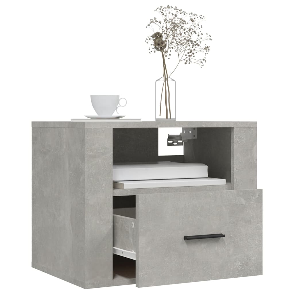 Wall-mounted bedside tables 2 pcs. Concrete grey 50x36x40 cm