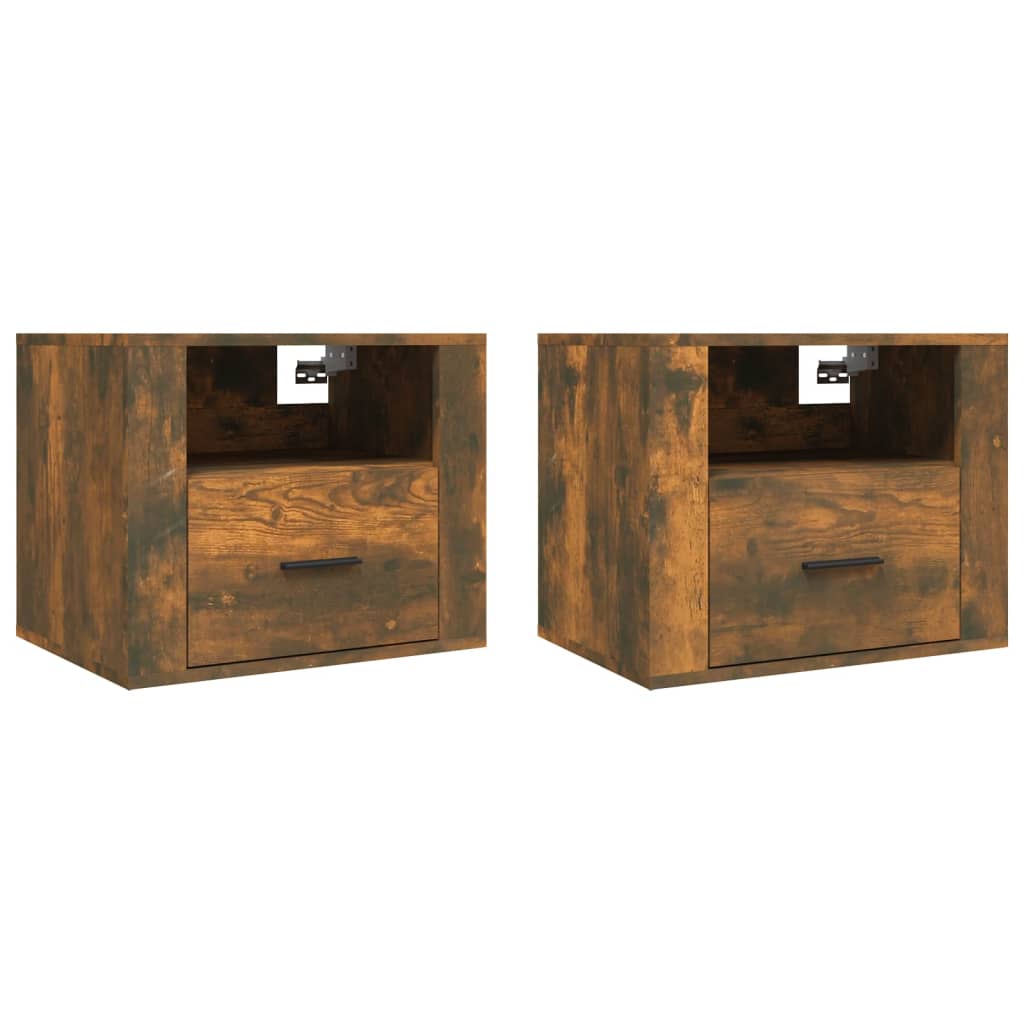 Wall-mounted bedside tables 2 pcs. Smoked oak 50x36x40 cm