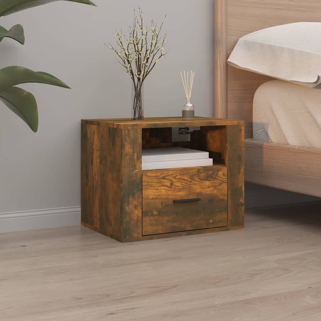 Wall-mounted bedside tables 2 pcs. Smoked oak 50x36x40 cm
