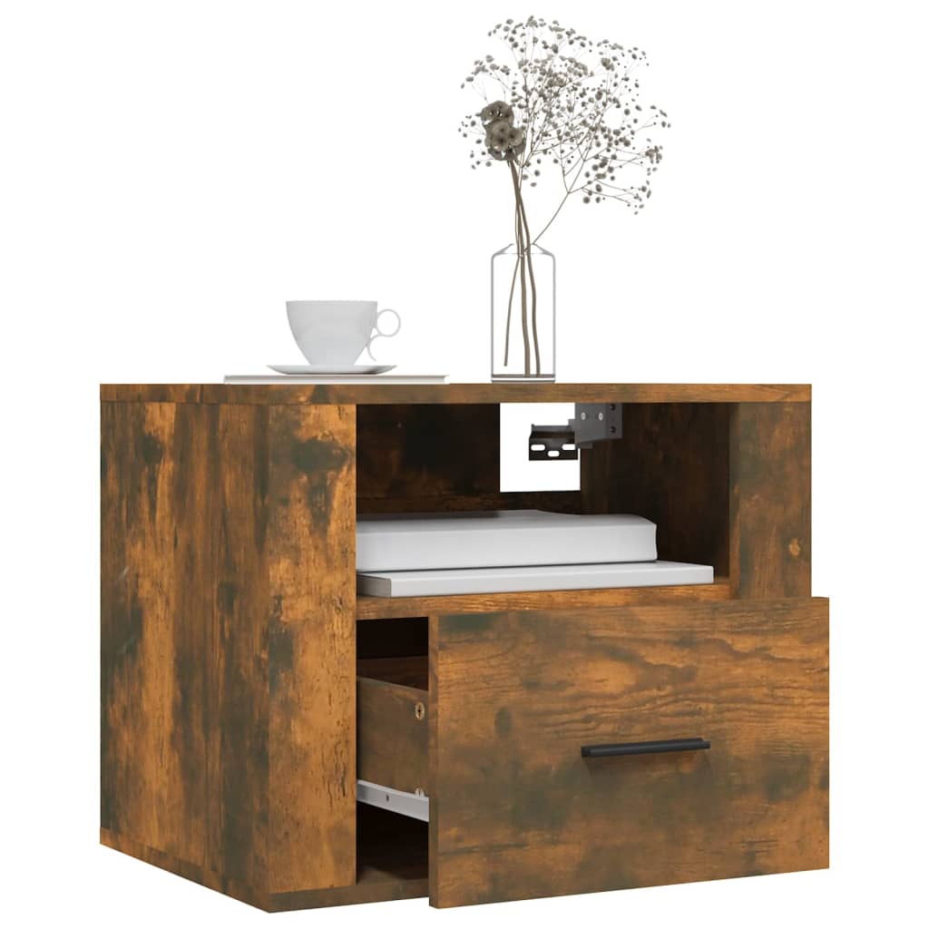 Wall-mounted bedside tables 2 pcs. Smoked oak 50x36x40 cm