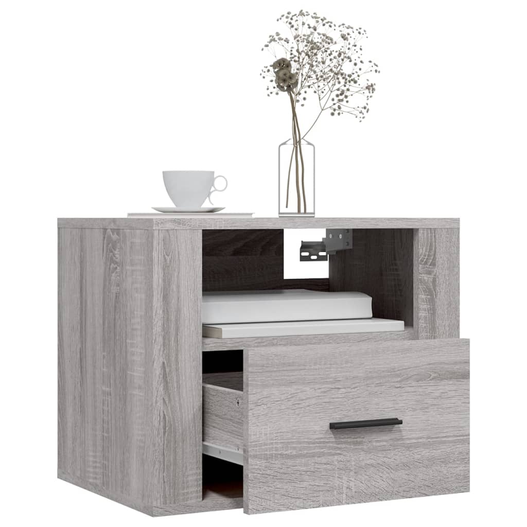 Table de chevet murale, gris Sonoma, 50x36x40 cm