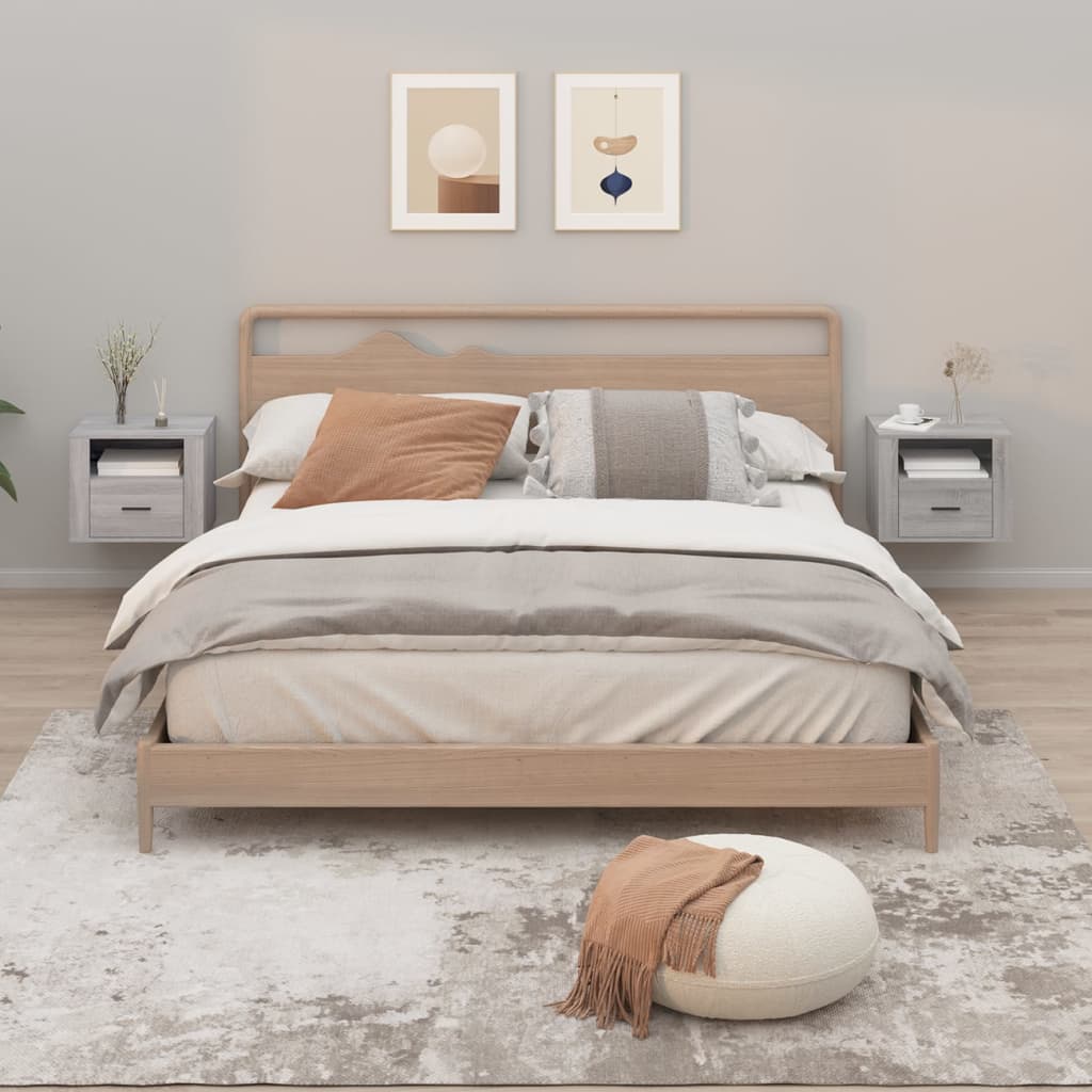 Wall Bedside Tables 2 pcs. Gray Sonoma 50x36x40 cm