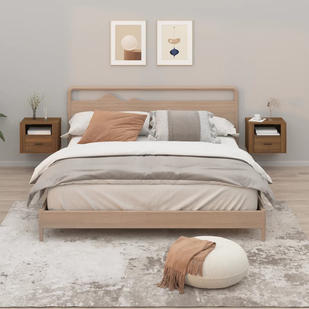 Wall Bedside Tables 2 pcs. Brown Oak Look 50x36x40 cm
