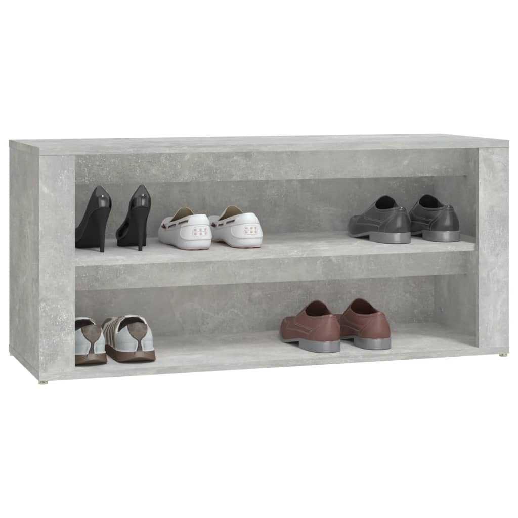 Étagère à chaussures gris béton 100x35x45 cm en bois