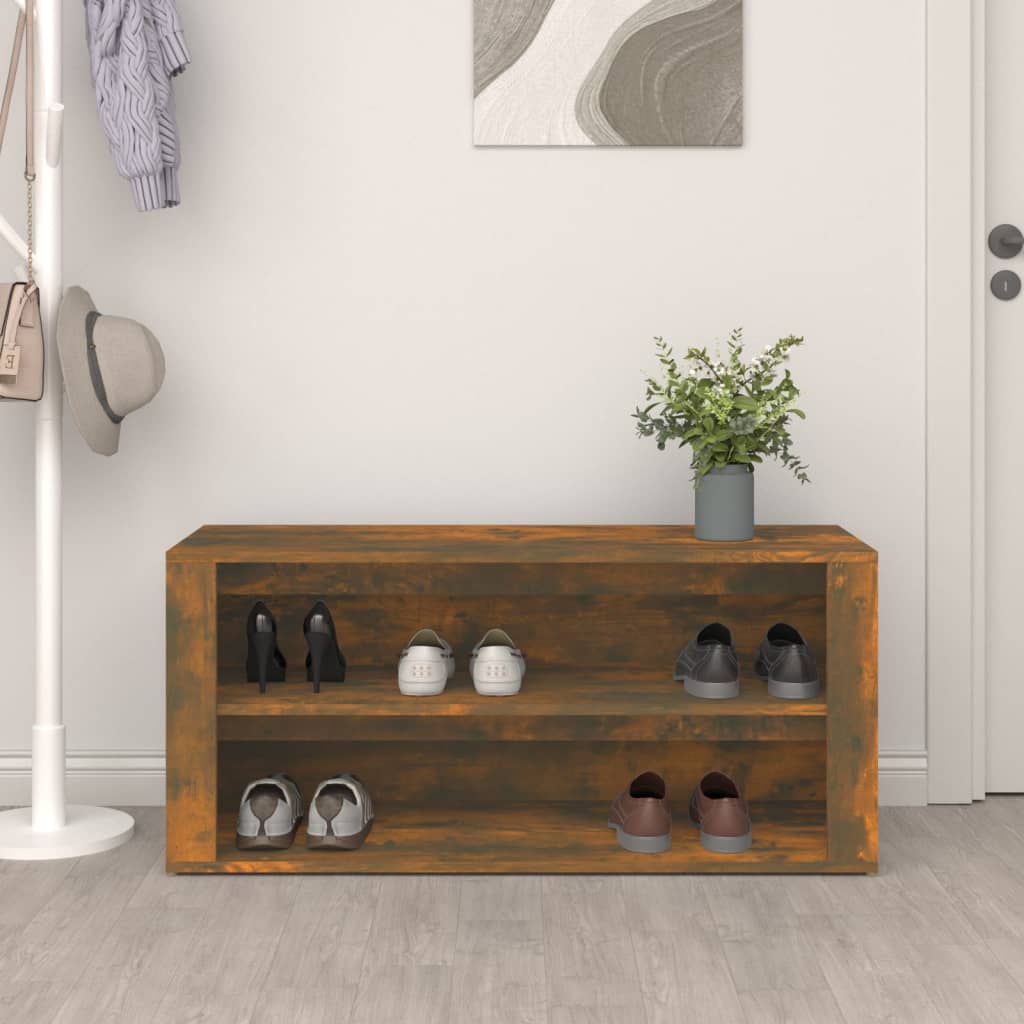 Shoe rack smoked oak 100x35x45 cm wood material