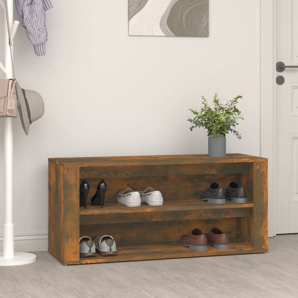 Shoe rack smoked oak 100x35x45 cm wood material
