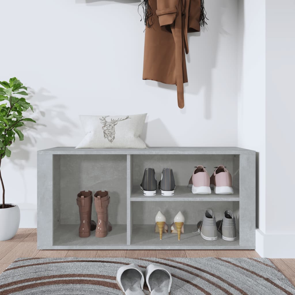 Étagère à chaussures gris béton 100x35x45 cm en bois