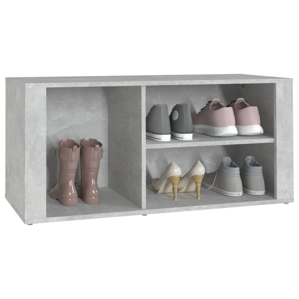Étagère à chaussures gris béton 100x35x45 cm en bois