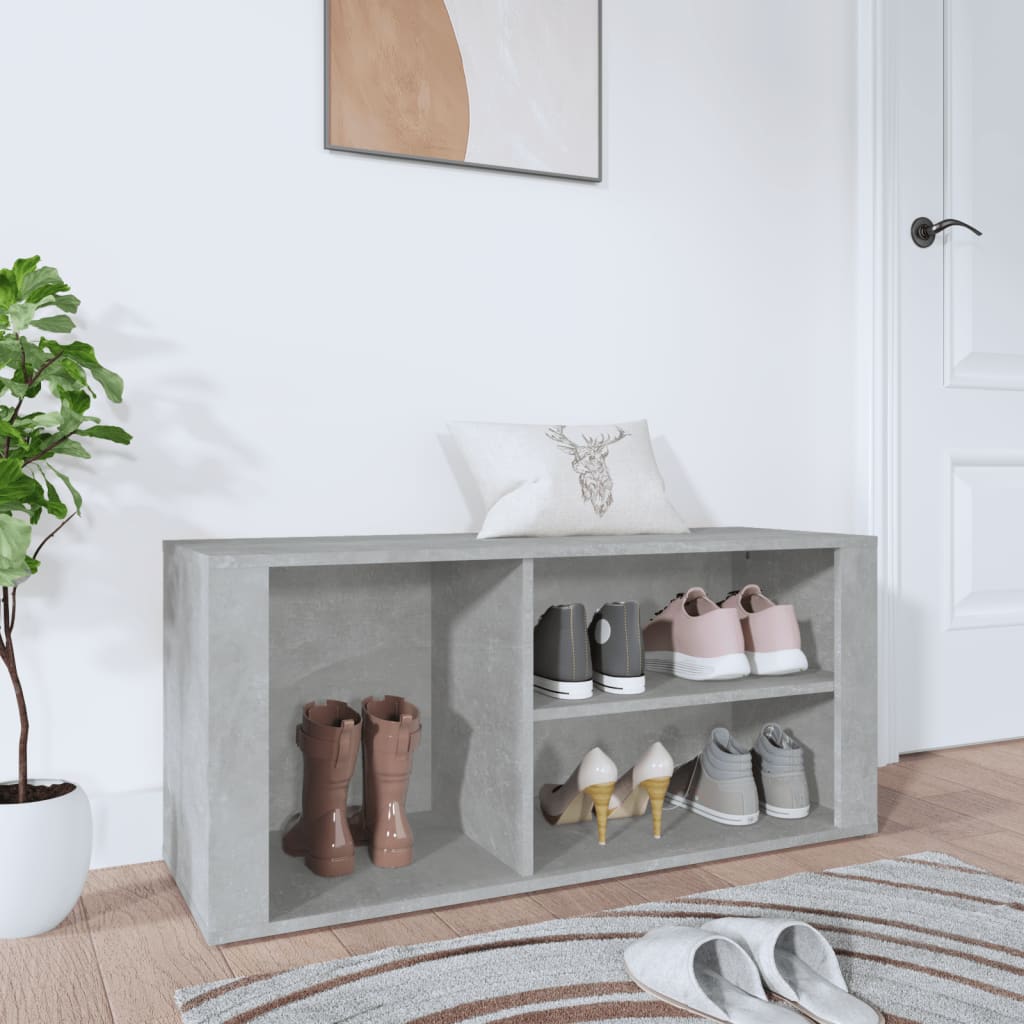 Étagère à chaussures gris béton 100x35x45 cm en bois