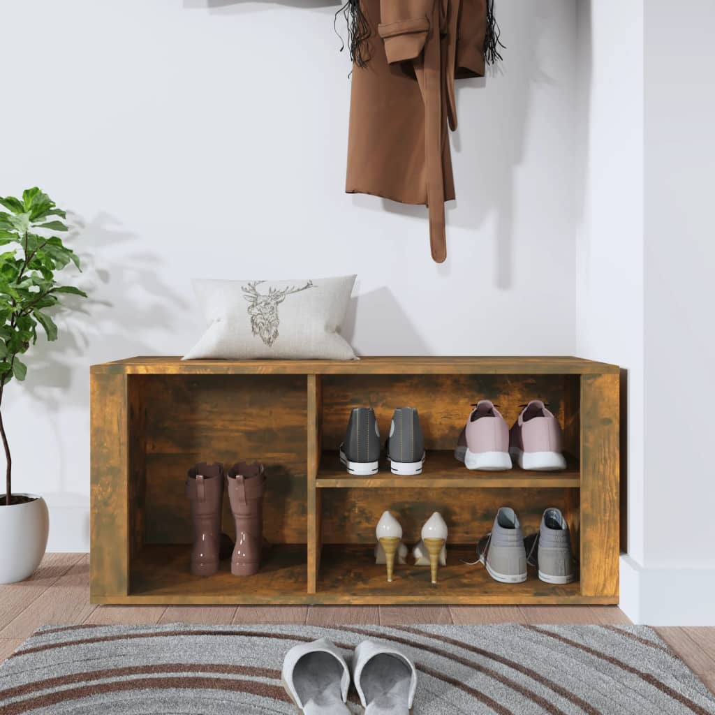 Shoe rack smoked oak 100x35x45 cm wood material