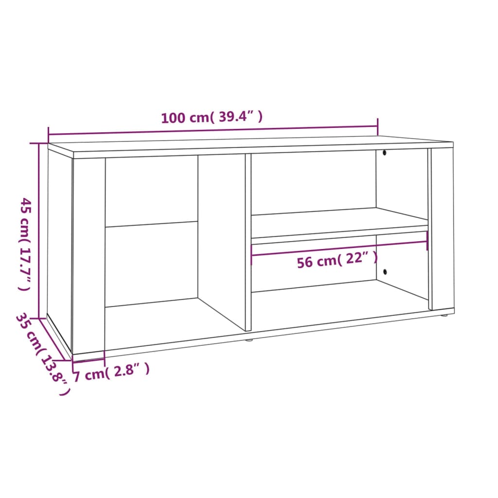 Shoe rack smoked oak 100x35x45 cm wood material