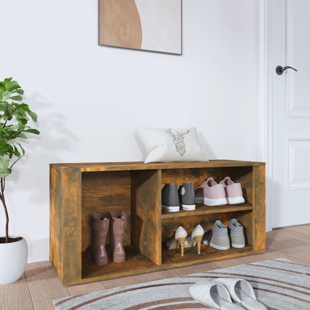 Shoe rack smoked oak 100x35x45 cm wood material