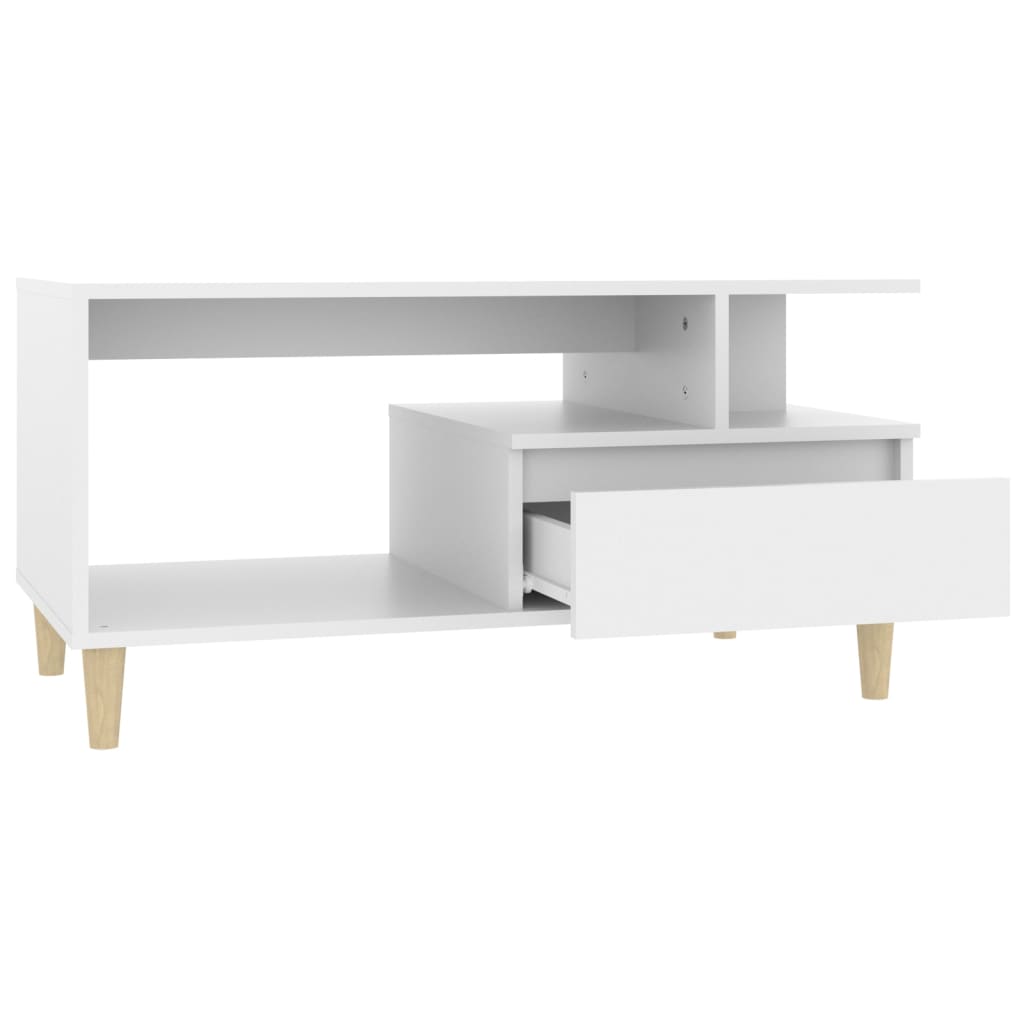 Table basse blanche 90x49x45 cm en bois