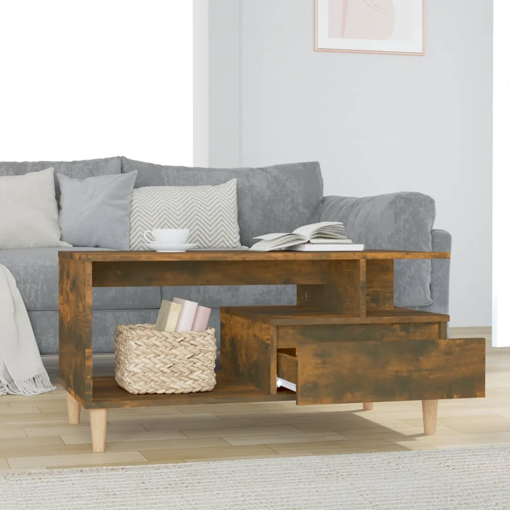 Coffee table smoked oak 90x49x45 cm wood material