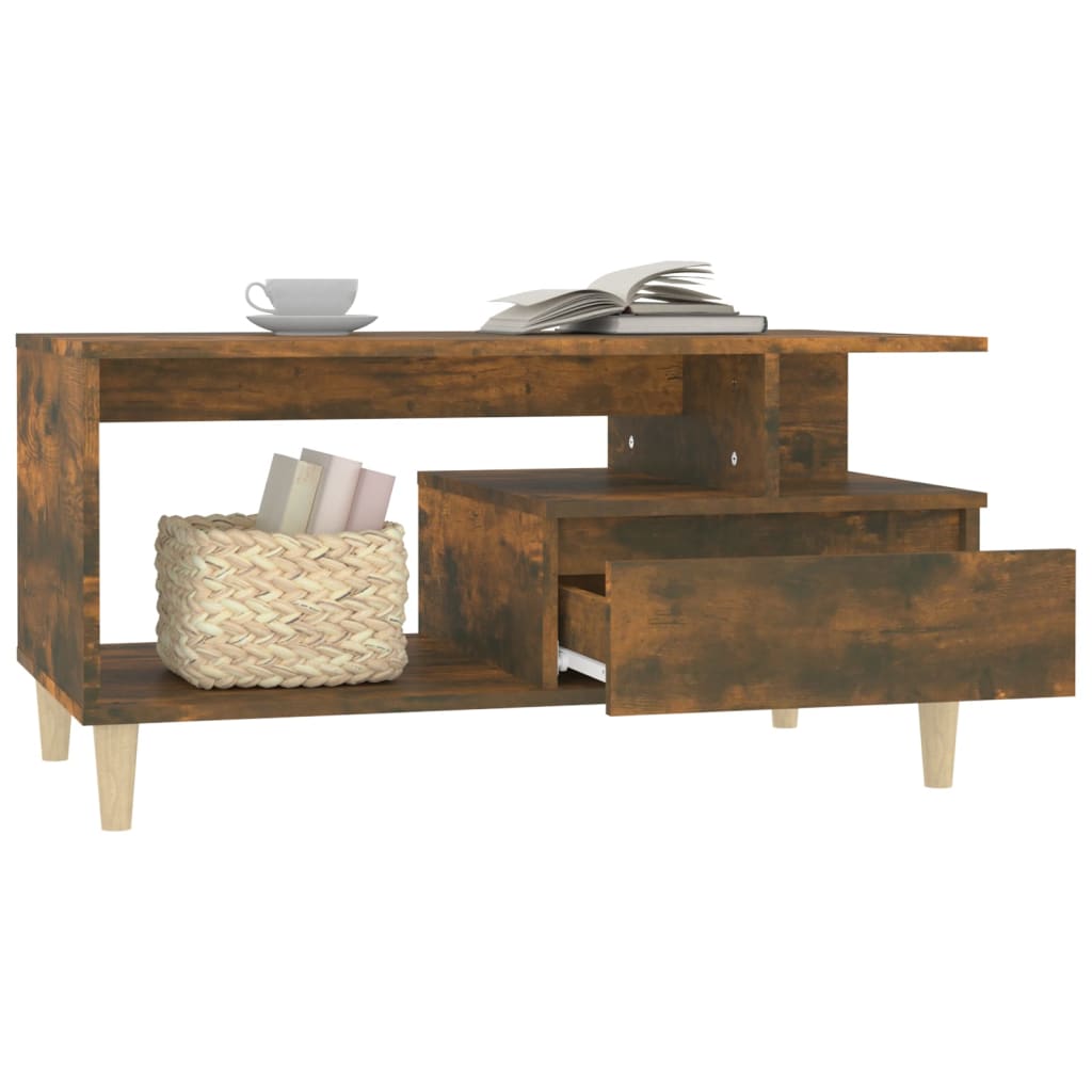 Coffee table smoked oak 90x49x45 cm wood material