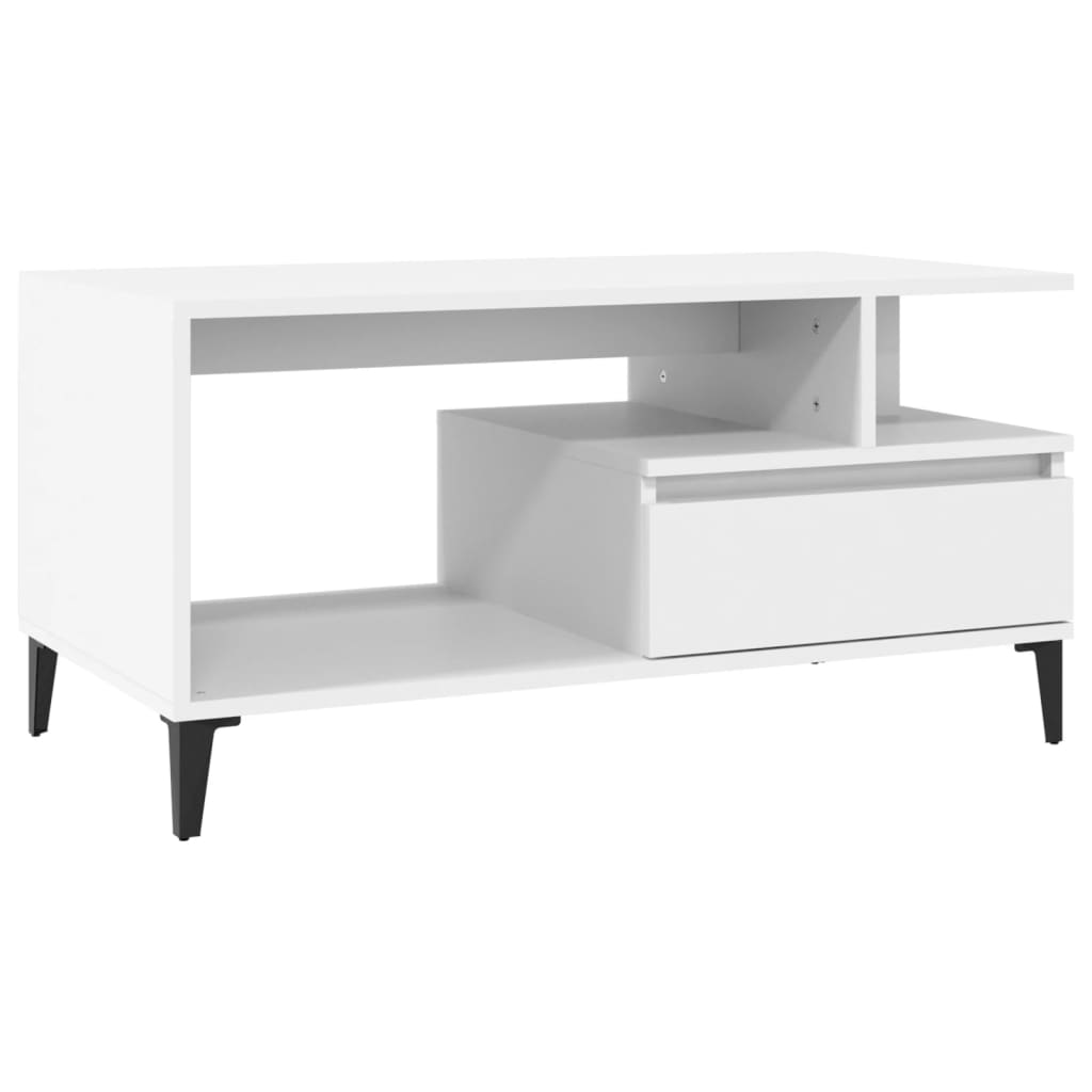 Table basse blanche 90x49x45 cm en bois