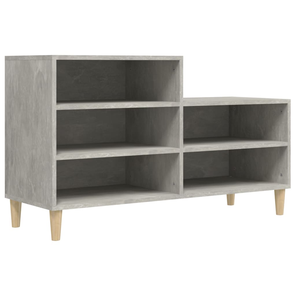 Étagère à chaussures gris béton 102x36x60 cm en bois