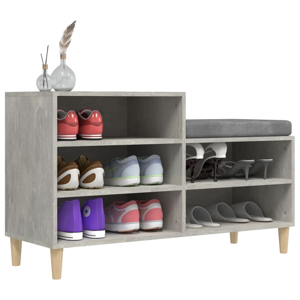 Étagère à chaussures gris béton 102x36x60 cm en bois